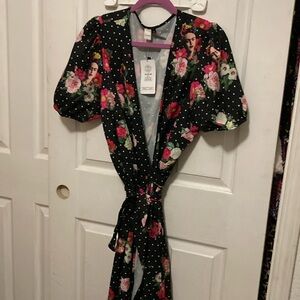 Frieda Kahlo wrap dress, size 4X